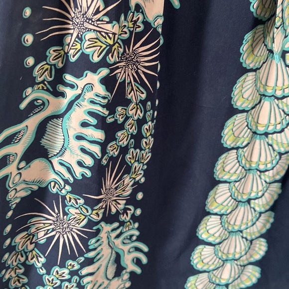 Nanette Lepore Silk Short Mini Dress Black Green SeaShell Ocean Print Theme - Picture 7 of 7